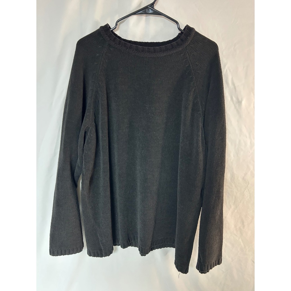 Woody's Retro Lounge Black Crewneck Raglan Knit Sweater Mens XL